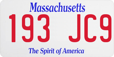 MA license plate 193JC9