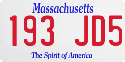 MA license plate 193JD5