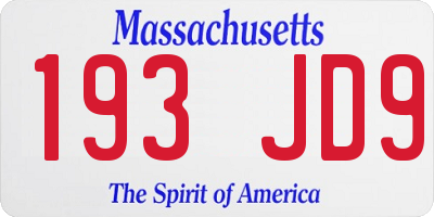 MA license plate 193JD9