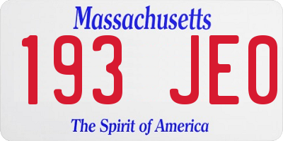 MA license plate 193JE0