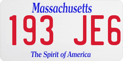 MA license plate 193JE6