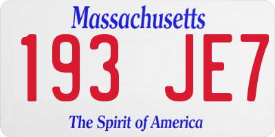 MA license plate 193JE7