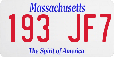 MA license plate 193JF7