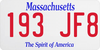 MA license plate 193JF8