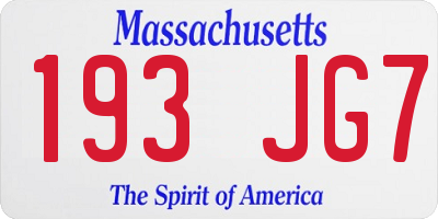 MA license plate 193JG7