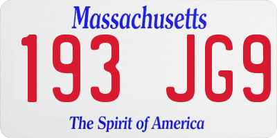 MA license plate 193JG9