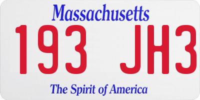 MA license plate 193JH3