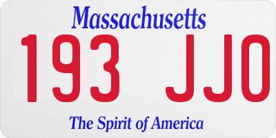 MA license plate 193JJ0