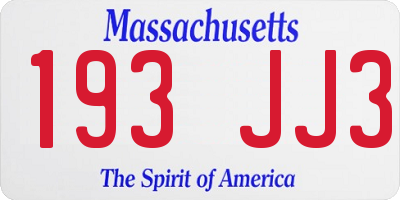 MA license plate 193JJ3