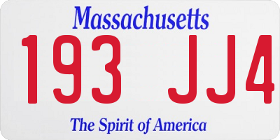 MA license plate 193JJ4