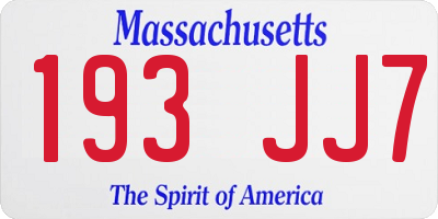 MA license plate 193JJ7