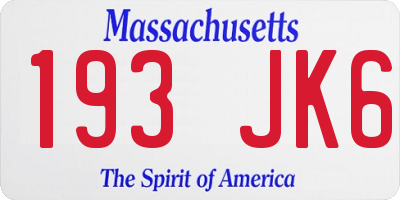 MA license plate 193JK6