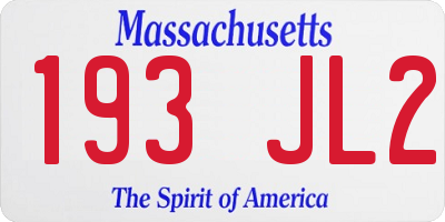 MA license plate 193JL2