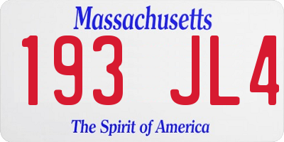 MA license plate 193JL4