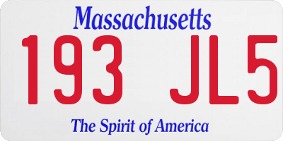 MA license plate 193JL5