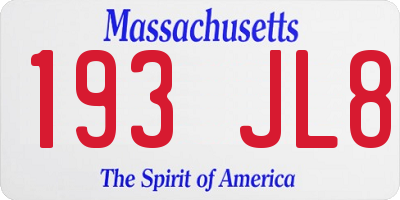 MA license plate 193JL8
