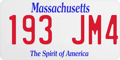 MA license plate 193JM4