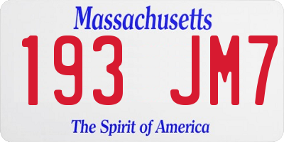 MA license plate 193JM7