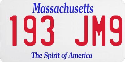 MA license plate 193JM9