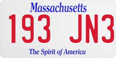 MA license plate 193JN3
