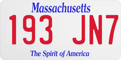 MA license plate 193JN7