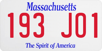 MA license plate 193JO1