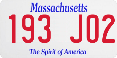 MA license plate 193JO2