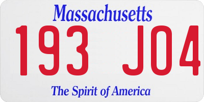 MA license plate 193JO4