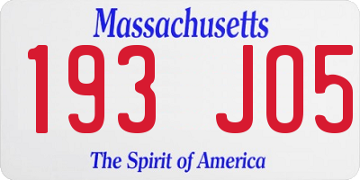 MA license plate 193JO5