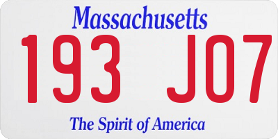 MA license plate 193JO7