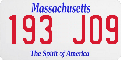 MA license plate 193JO9