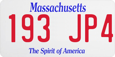 MA license plate 193JP4