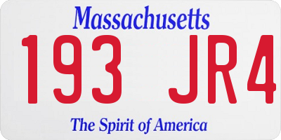 MA license plate 193JR4