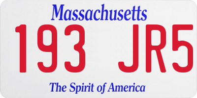 MA license plate 193JR5
