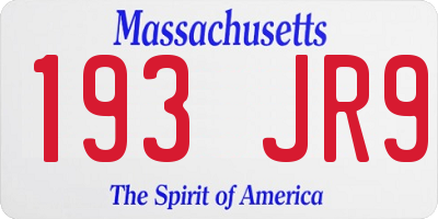 MA license plate 193JR9