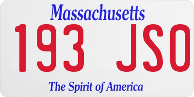 MA license plate 193JS0