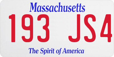 MA license plate 193JS4