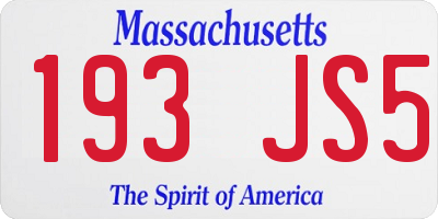 MA license plate 193JS5