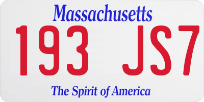 MA license plate 193JS7