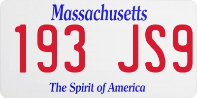 MA license plate 193JS9