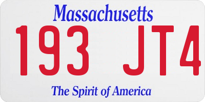 MA license plate 193JT4