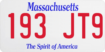 MA license plate 193JT9