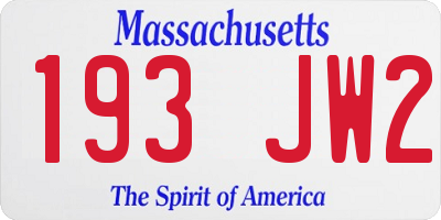 MA license plate 193JW2