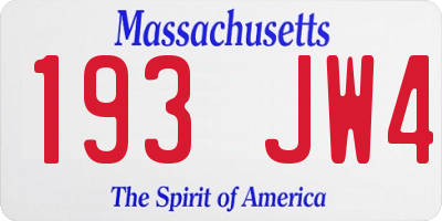 MA license plate 193JW4