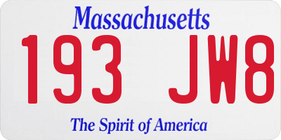 MA license plate 193JW8
