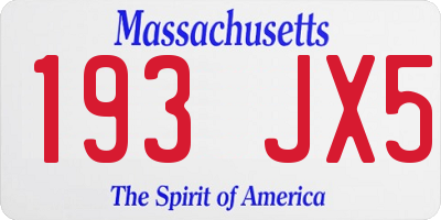 MA license plate 193JX5
