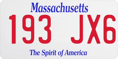 MA license plate 193JX6