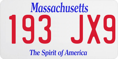 MA license plate 193JX9