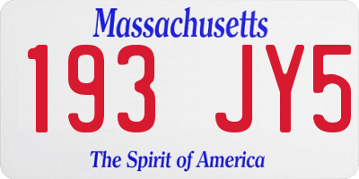 MA license plate 193JY5