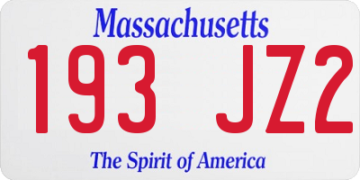 MA license plate 193JZ2